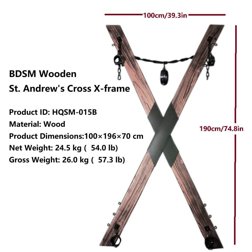 BDSM Wooden St. Andrew's Cross X-frame - Image 2